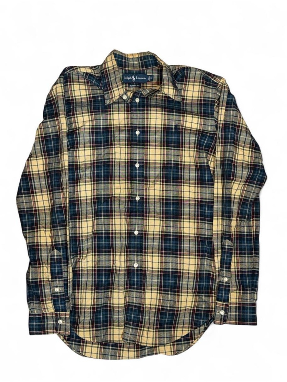 Ralph Lauren Men’s Navy & Yellow Plaid Button-Down Shirt